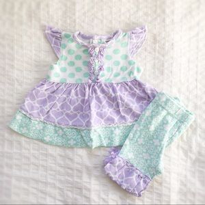 VGUC Purple/Mint Two-Piece Set by Cuddle Bear